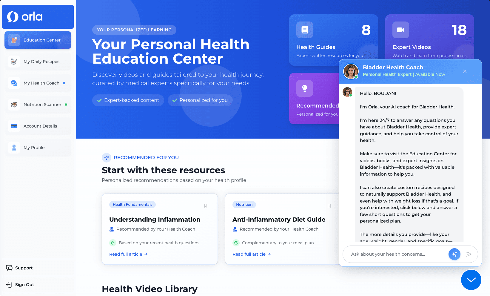 Orla Health Coach Platform